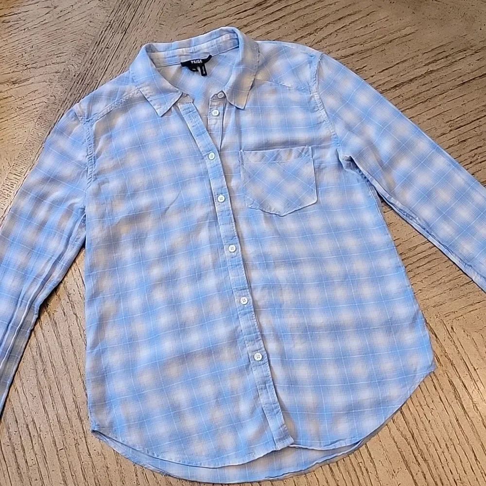 Blue plaid Button down shirt size XS PAIGE 💙